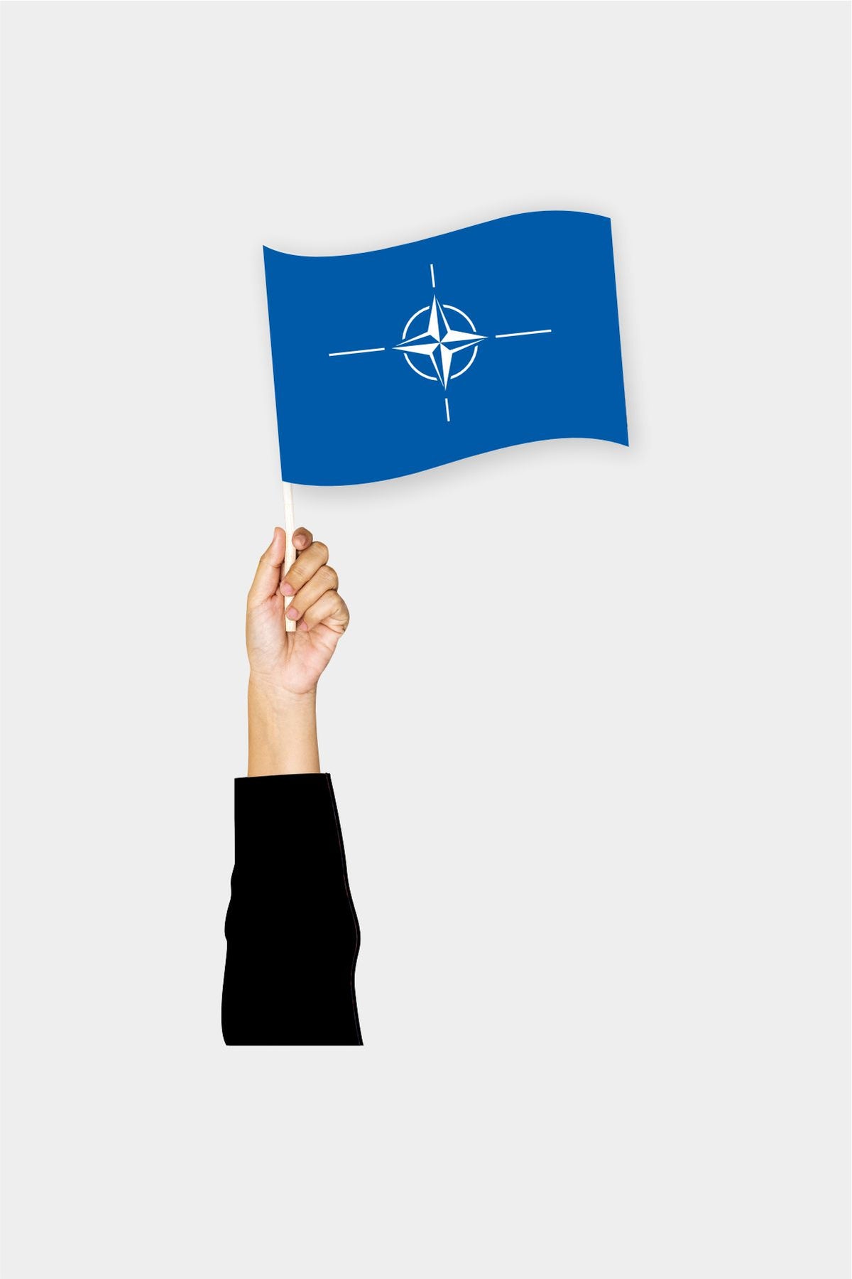 NATO handheld flag on stick - durable polyester country flag for events and parades