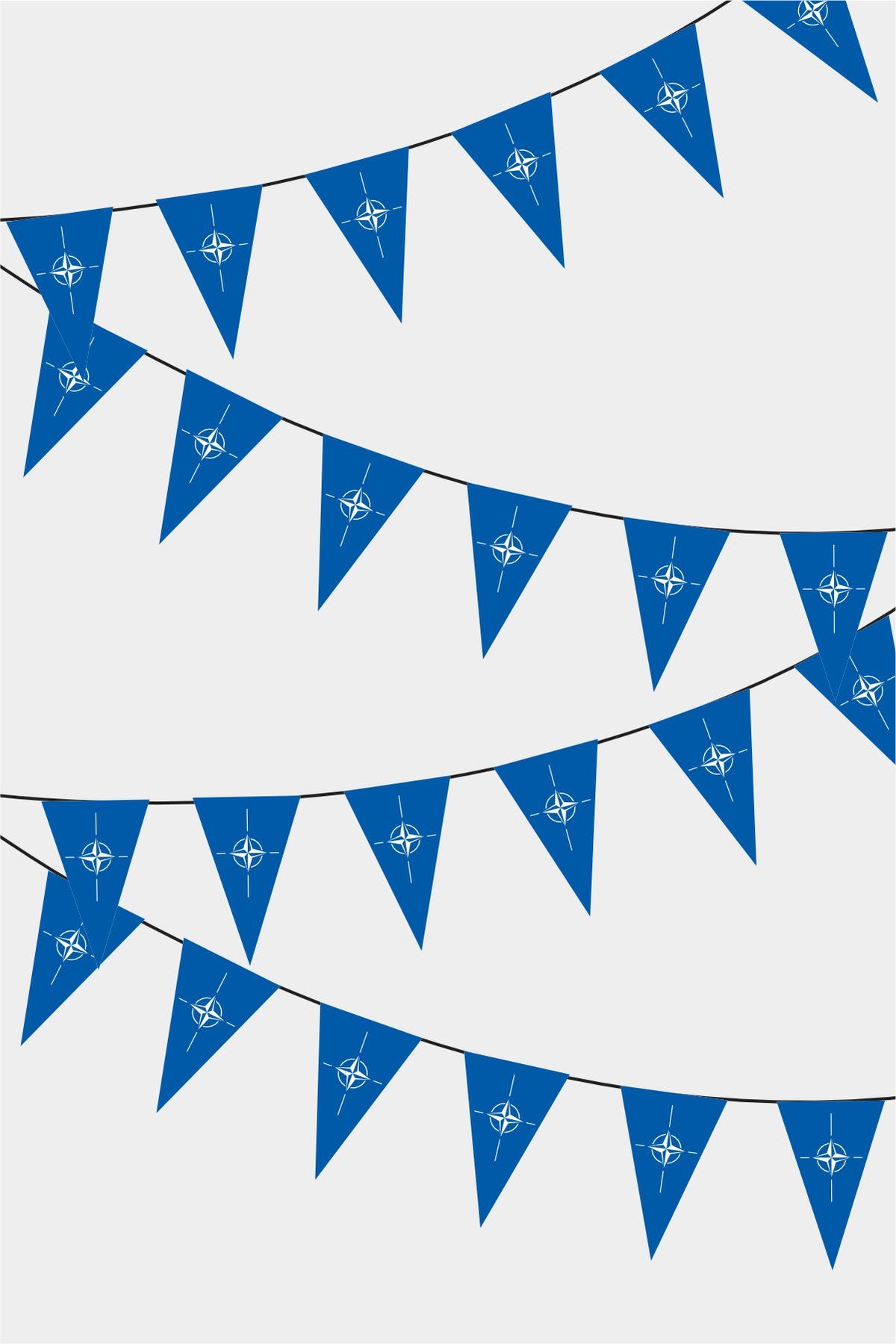 NATO Triangular Flag Bunting - 50 Meters Premium Pennant Flags for Party Decoration | Professional Quality Raschel Fabric