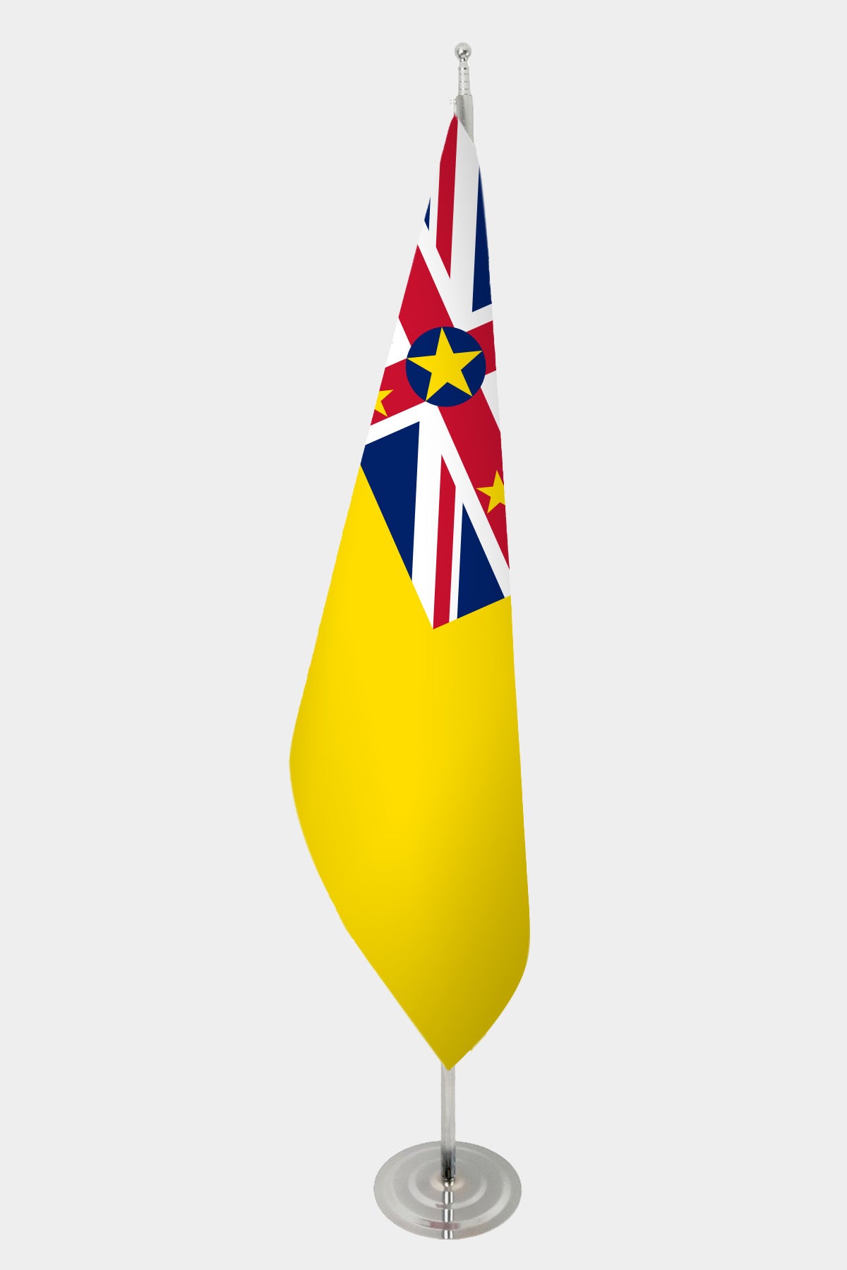 Niue Official Indoor Flag — Double Satin, Chrome Pole