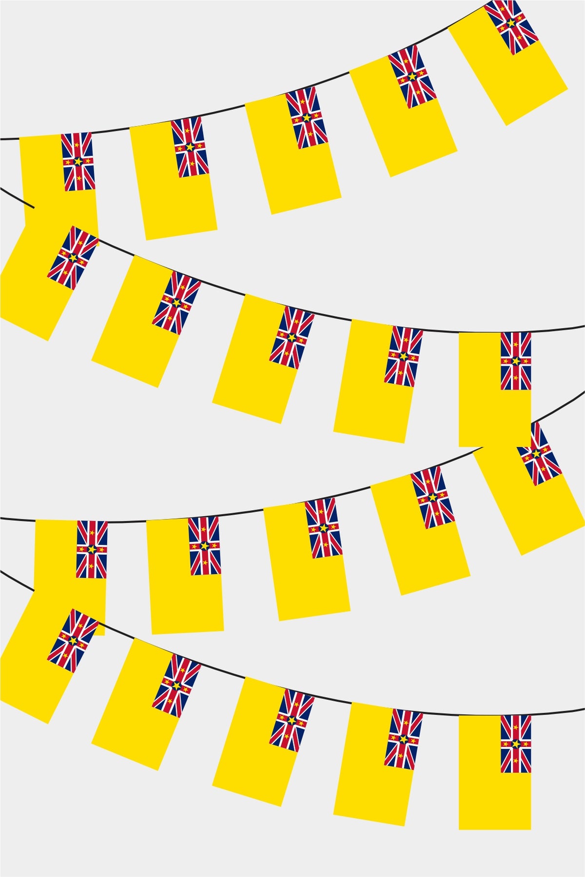 Niue Rectangular Flag Bunting - 50 Meters Premium String Flags for Party Decoration | Professional Quality Raschel Fabric