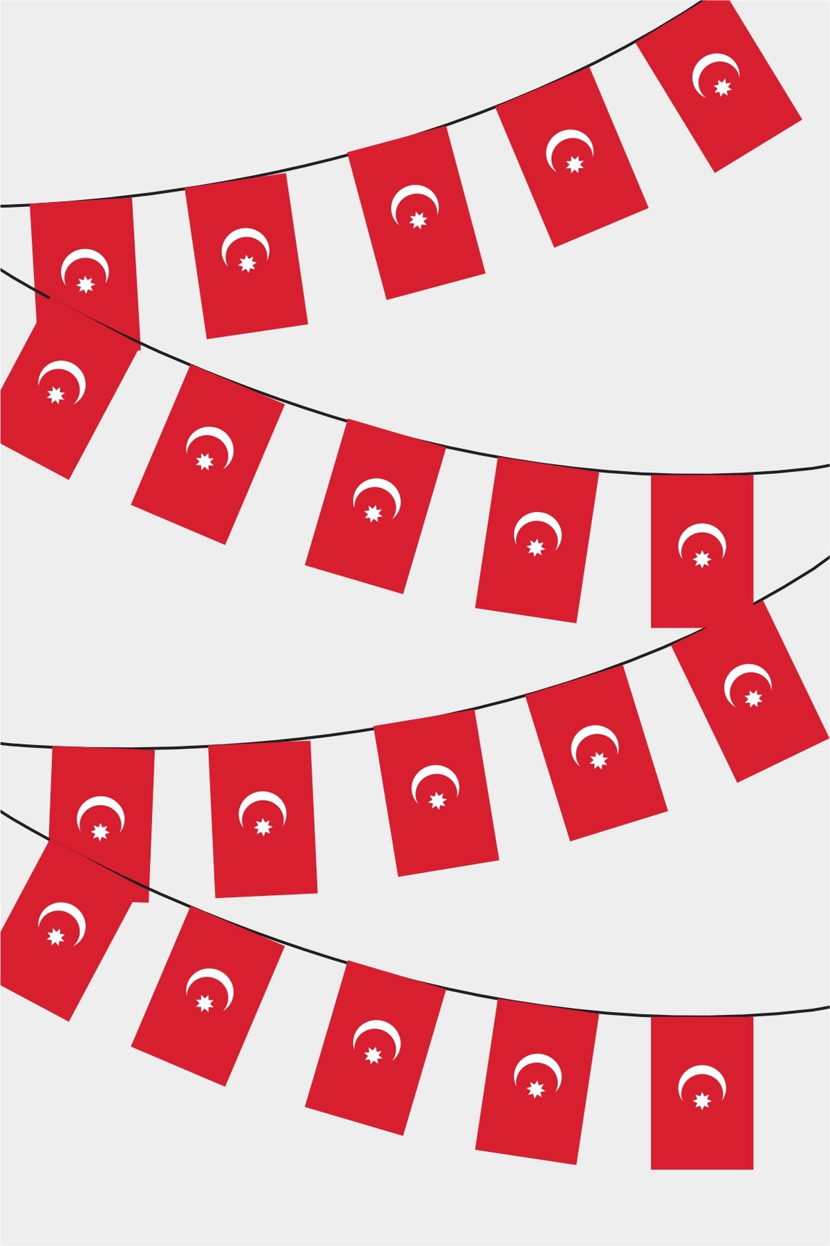 Ottoman Empire Rectangular Flag Bunting - 50 Meters Premium String Flags for Party Decoration | Professional Quality Raschel Fabric