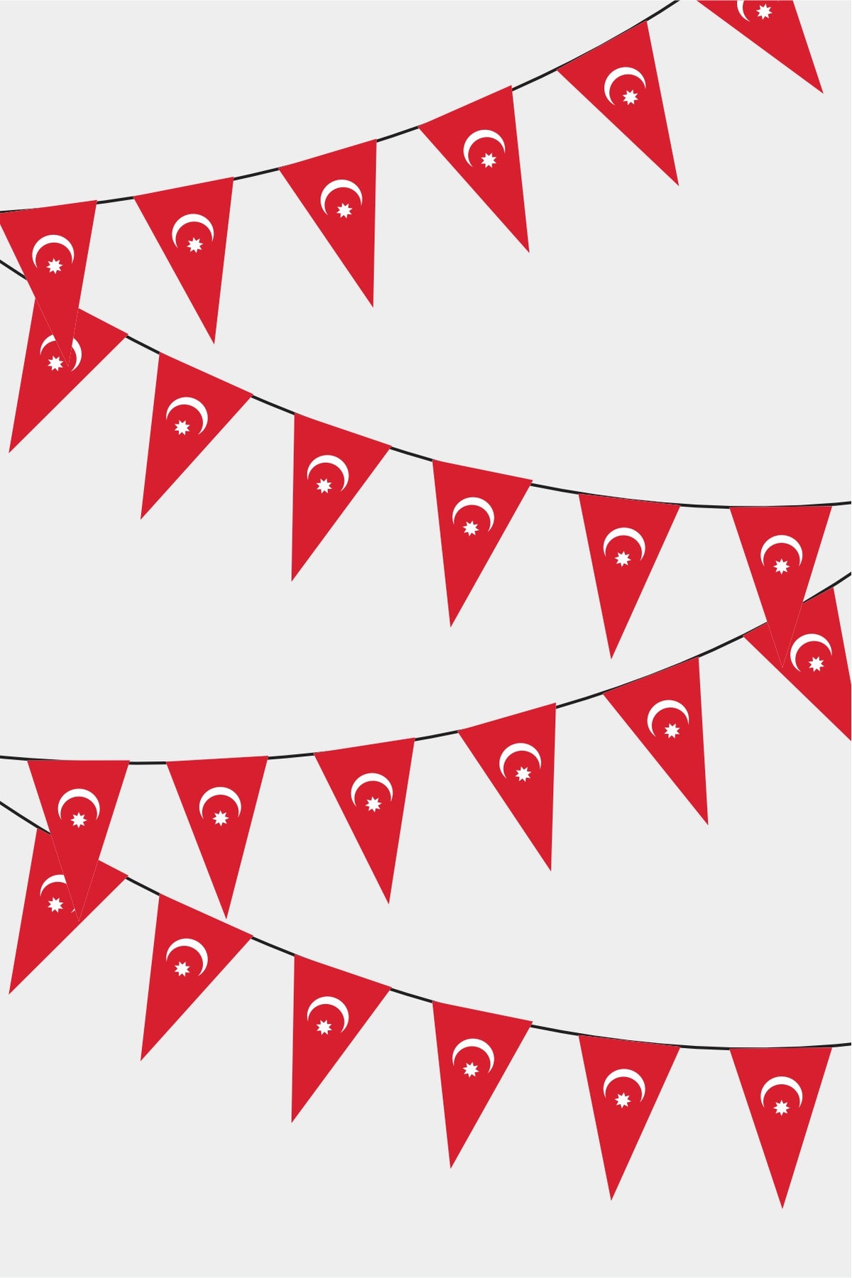 Ottoman Empire Triangular Flag Bunting - 50 Meters Premium Pennant Flags for Party Decoration | Professional Quality Raschel Fabric