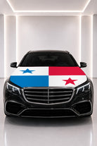 Panama flag car hood cover fitted on a black car bonnet