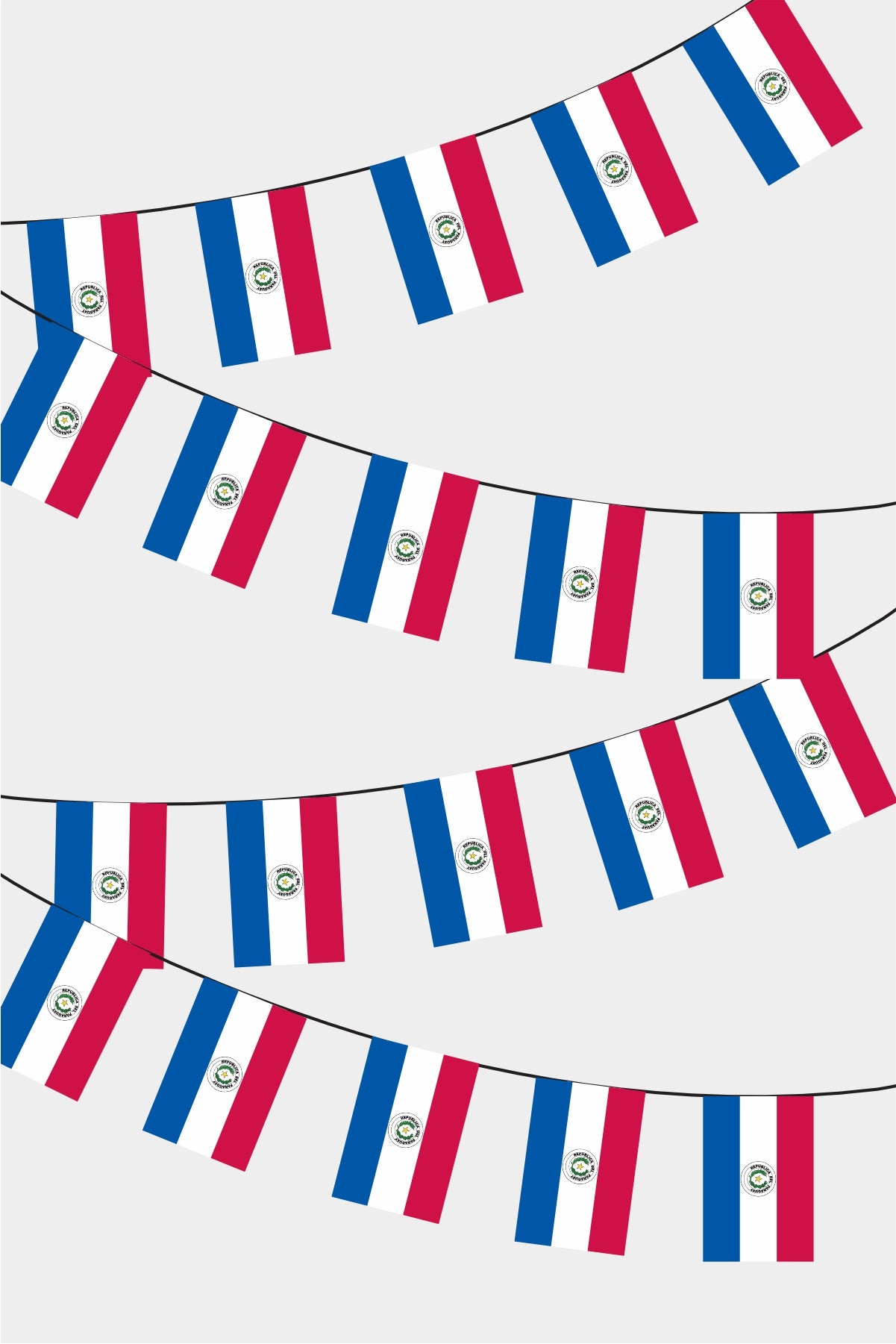 Paraguay Rectangular Flag Bunting - 50 Meters Premium String Flags for Party Decoration | Professional Quality Raschel Fabric
