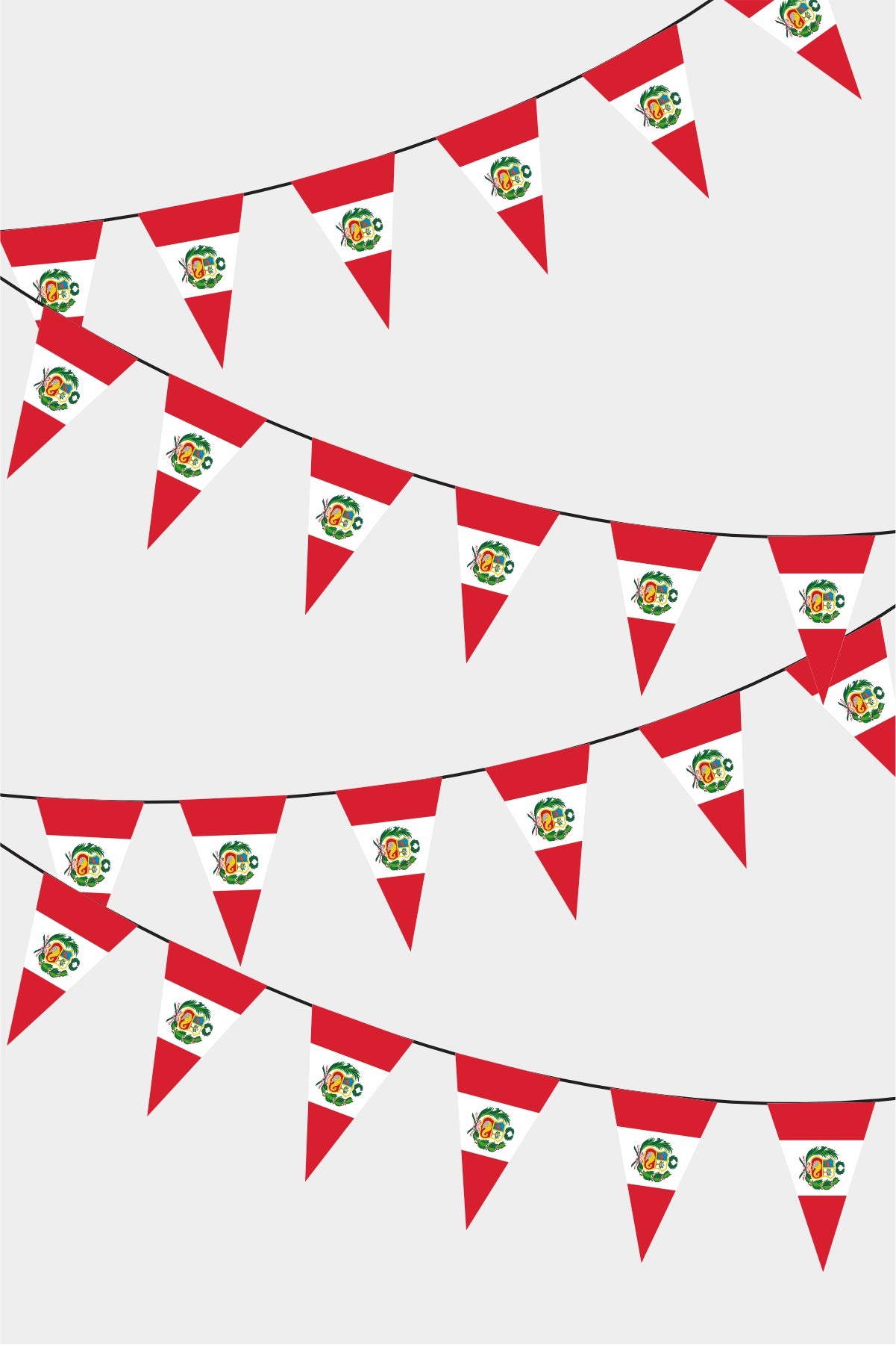 Peru Triangular Flag Bunting - 50 Meters Premium Pennant Flags for Party Decoration | Professional Quality Raschel Fabric