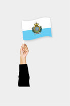 San Marino handheld flag on stick - durable polyester country flag for events and parades