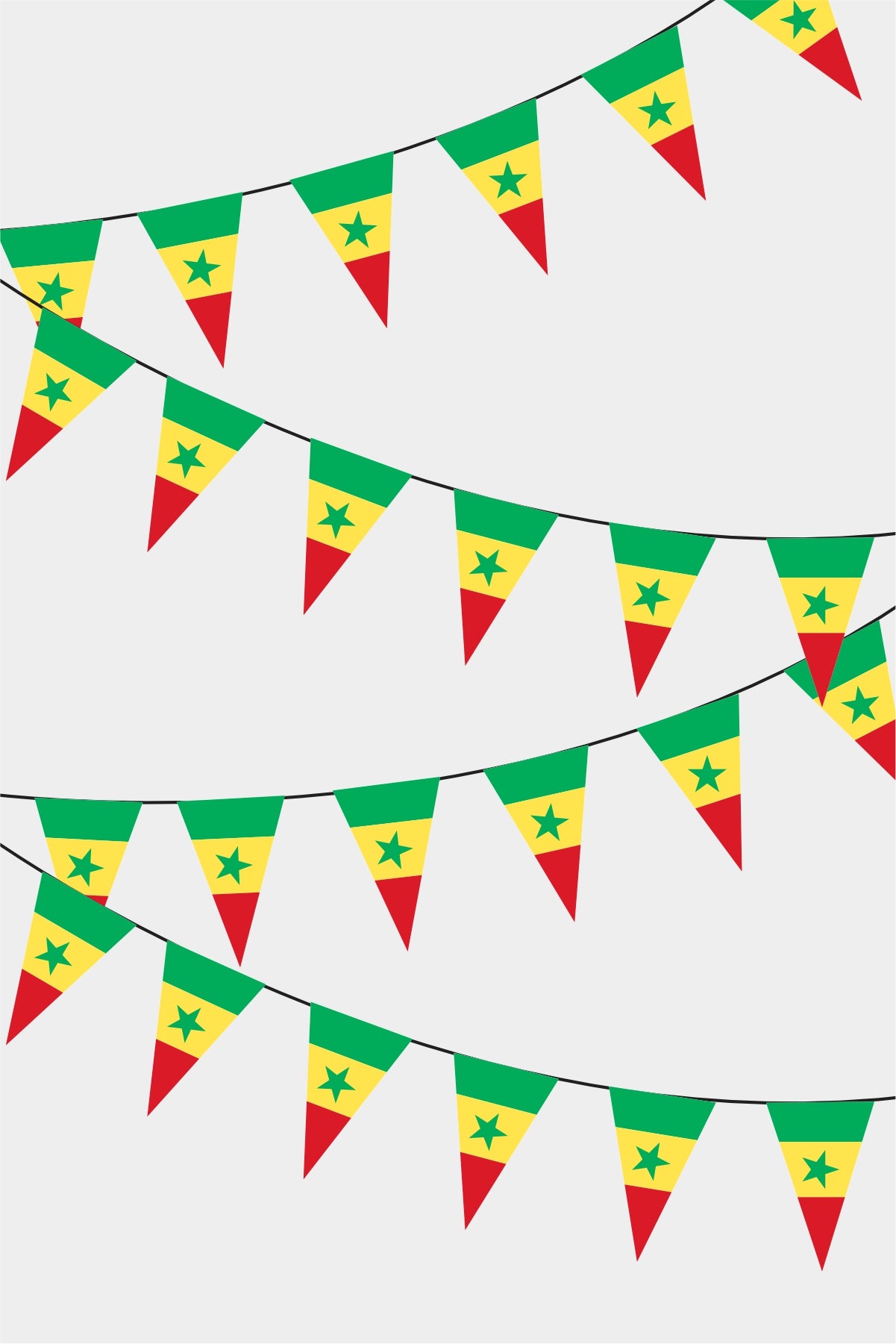 Senegal Triangular Flag Bunting - 50 Meters Premium Pennant Flags for Party Decoration | Professional Quality Raschel Fabric