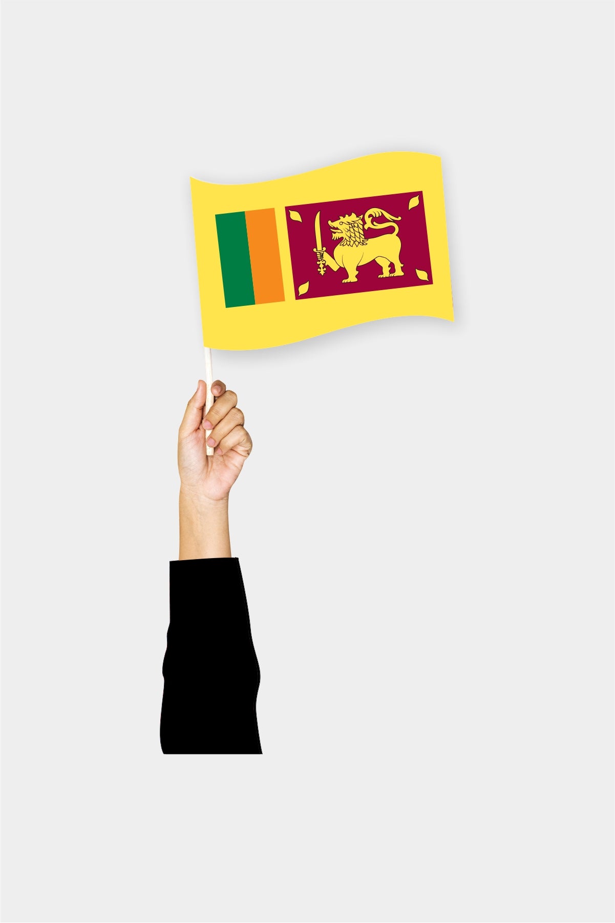 Sri Lanka handheld flag on stick - durable polyester country flag for events and parades