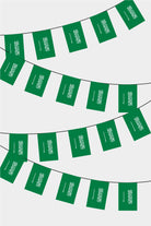 Sudi Arabistan Rectangular Flag Bunting - 50 Meters Premium String Flags for Party Decoration | Professional Quality Raschel Fabric