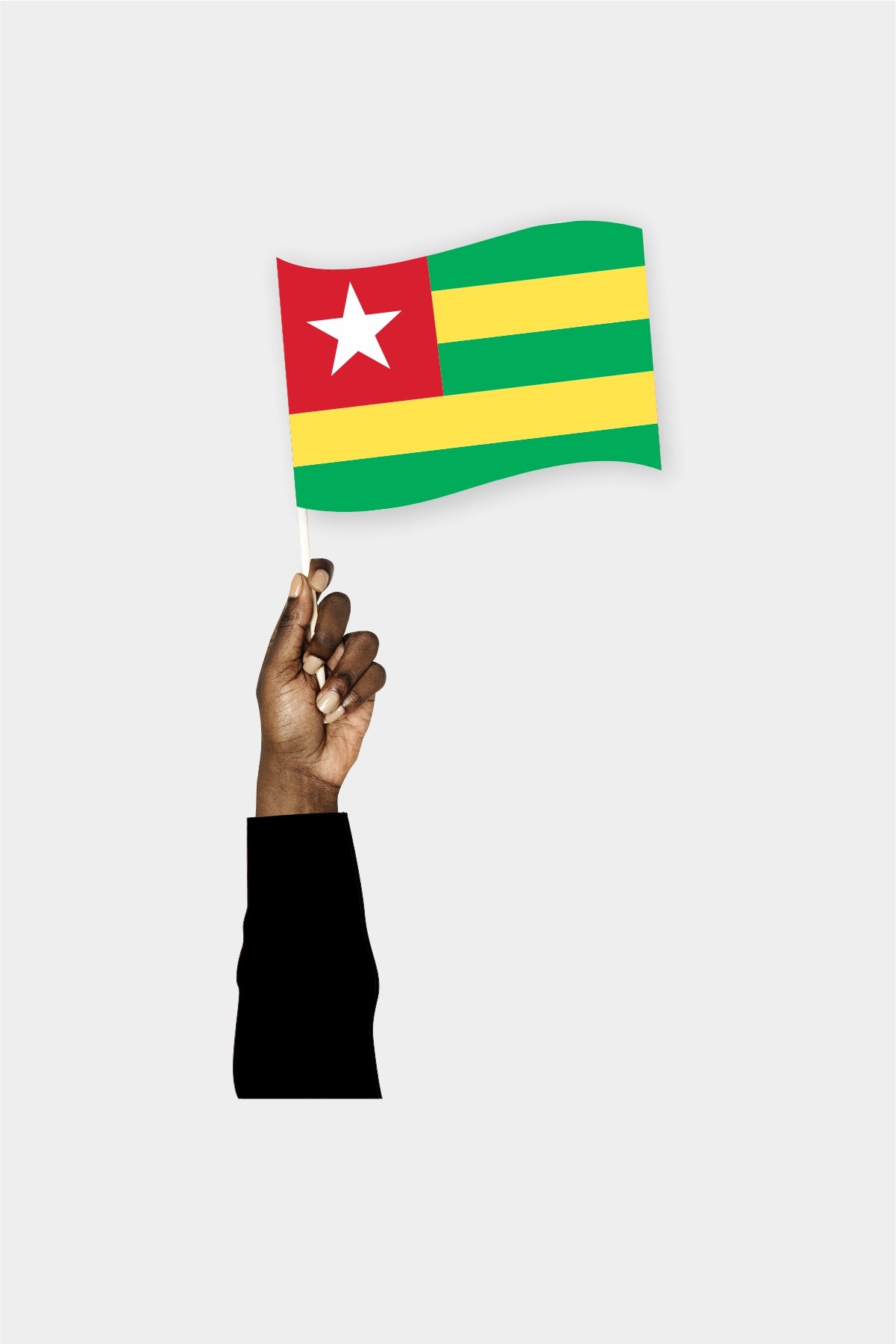 Togo handheld flag on stick - durable polyester country flag for events and parades