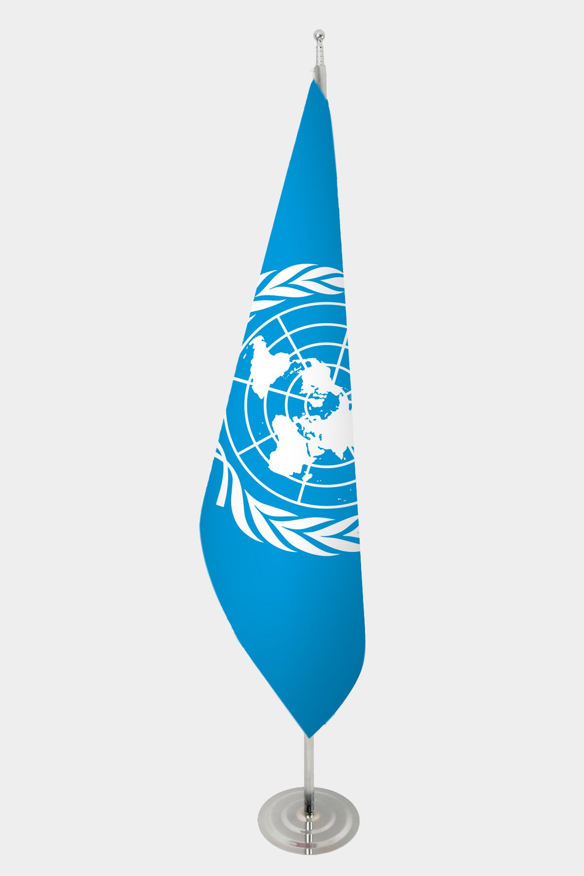 United Nations Official Indoor Flag — Double Satin, Chrome Pole