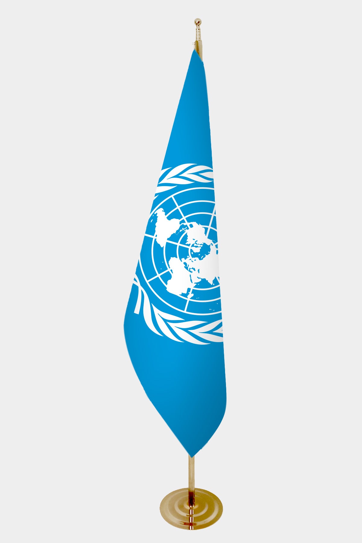 United Nations Official Indoor Flag — Double Satin, Gold Pole