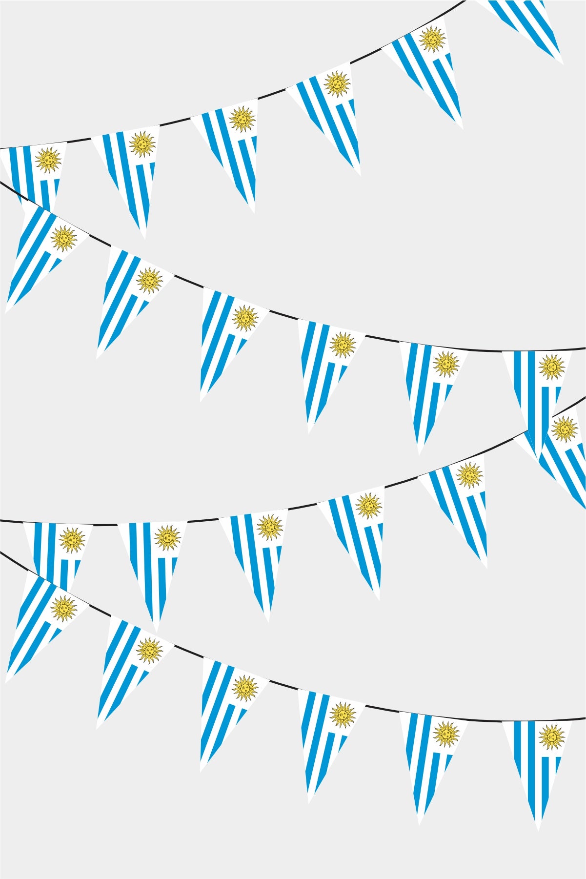 Uruguay Triangular Flag Bunting - 50 Meters Premium Pennant Flags for Party Decoration | Professional Quality Raschel Fabric