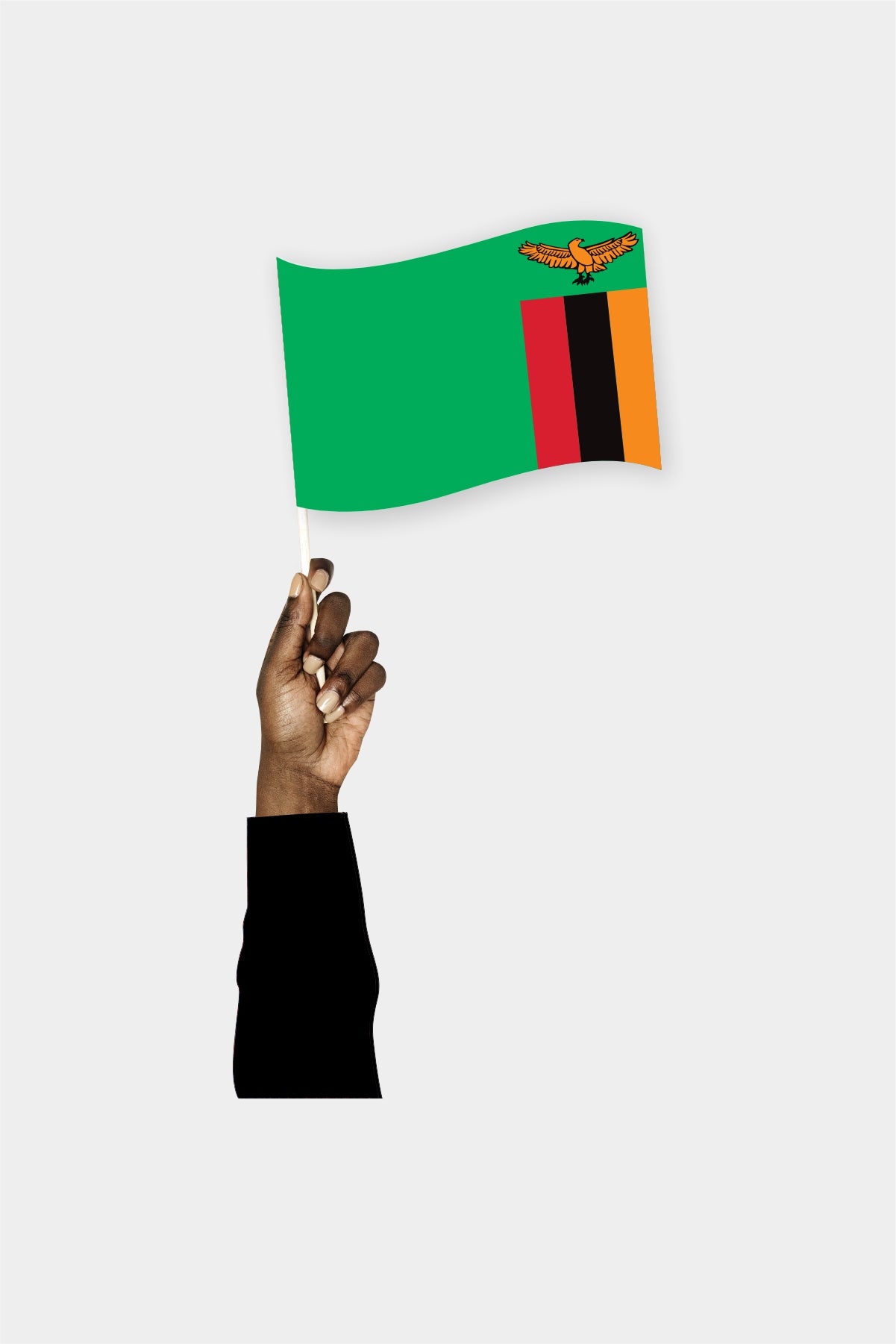 Zambia handheld flag on stick - durable polyester country flag for events and parades