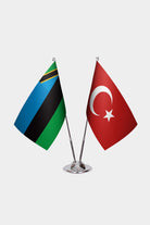 Zanzibar & Türkiye İkili Masa Bayrağı Seti — Altın direk seçeneği