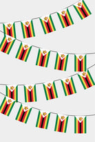 Zimbabve Rectangular Flag Bunting - 50 Meters Premium String Flags for Party Decoration | Professional Quality Raschel Fabric